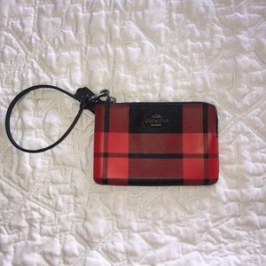 Black and Red Coach Wristlet